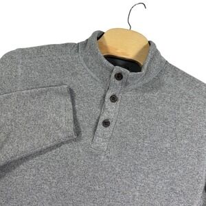 G.H. Bass & Co. Men's XXL Gray Pullover Button Mock Neck Sweater Fleece Layering